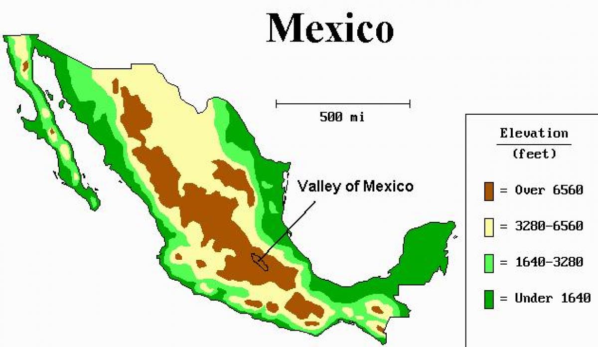 kartta laaksossa Meksikossa