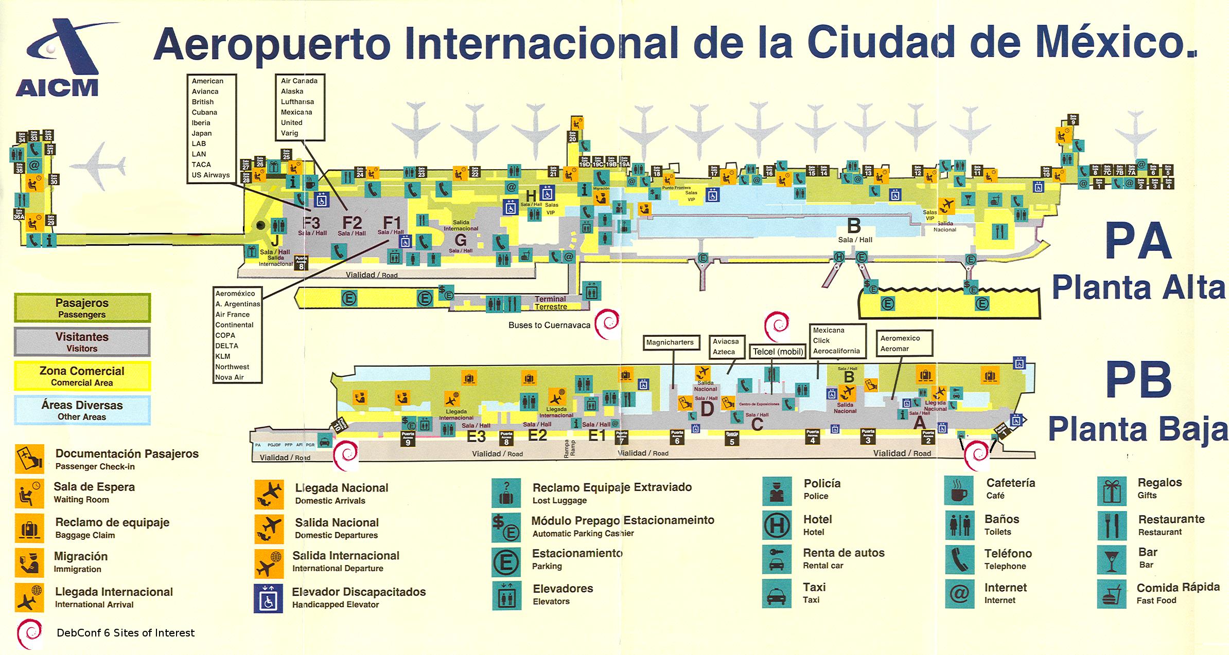 Mexico City lentokenttä kartta - Mexico Cityn kansainvälinen lentokenttä  kartta (Meksiko)