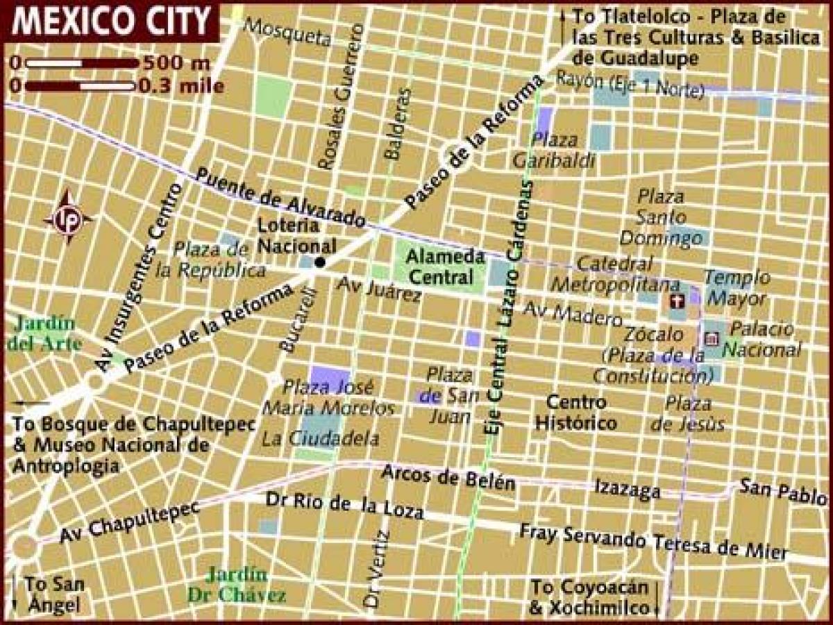 centro historico Mexico City kartta