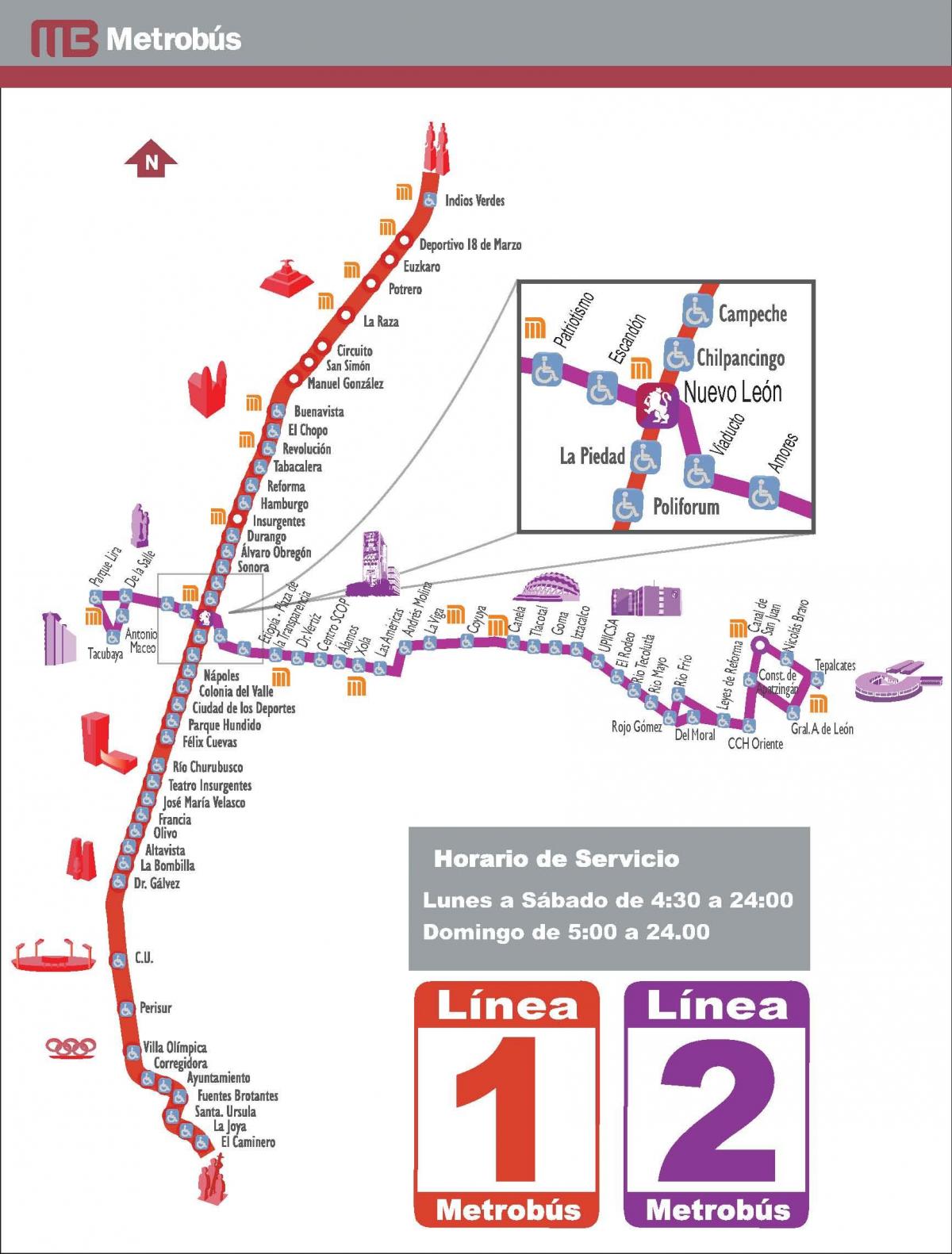 kartta metrobus Mexico City