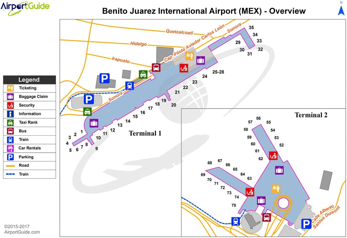 Mexico City terminaali 1 kartta