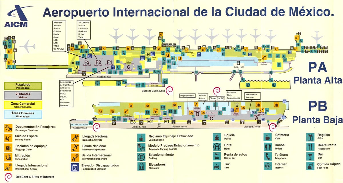 Mexico Cityn kansainvälinen lentokenttä kartta