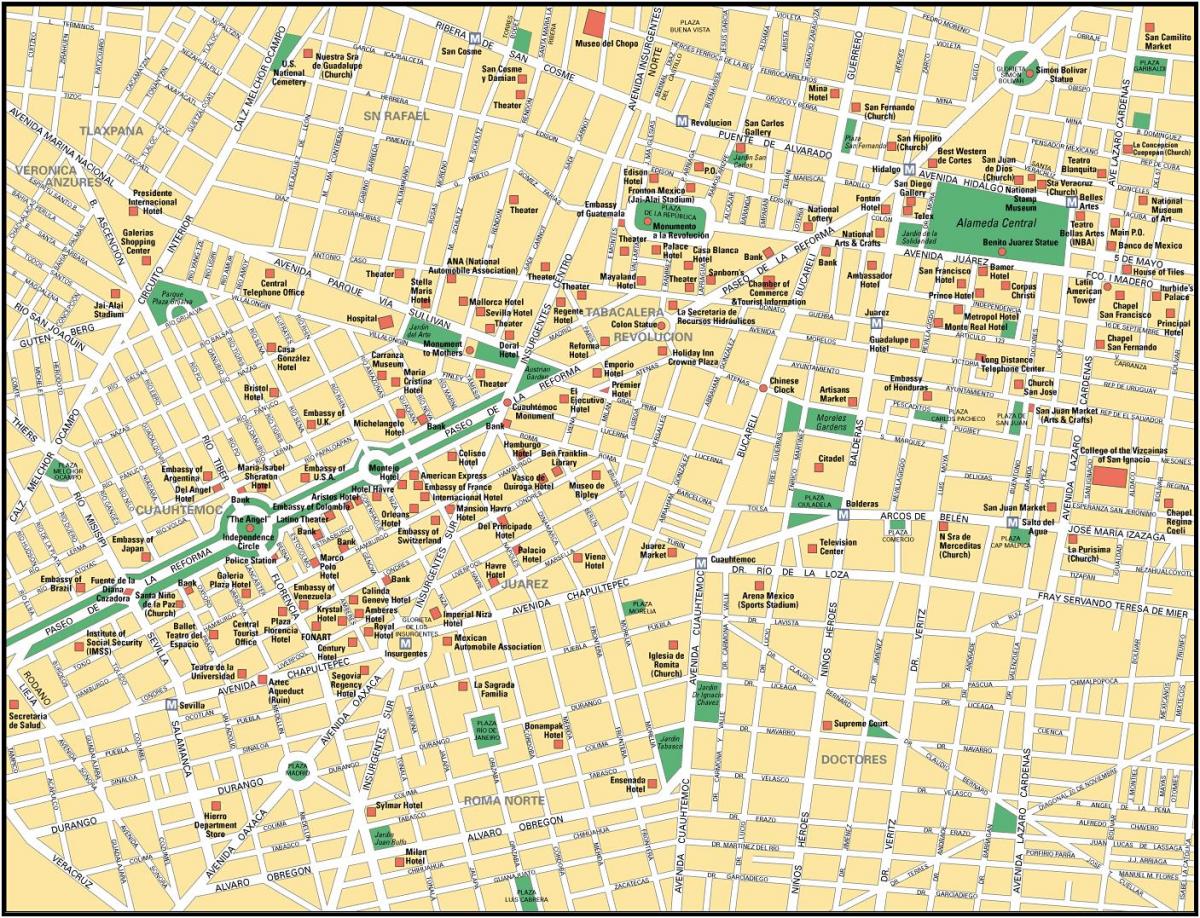 kartta Mexico City sightseeing