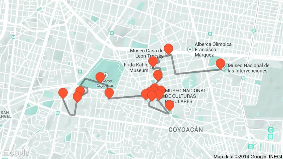 kartta Mexico City walking tour