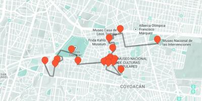 Kartta Mexico City walking tour